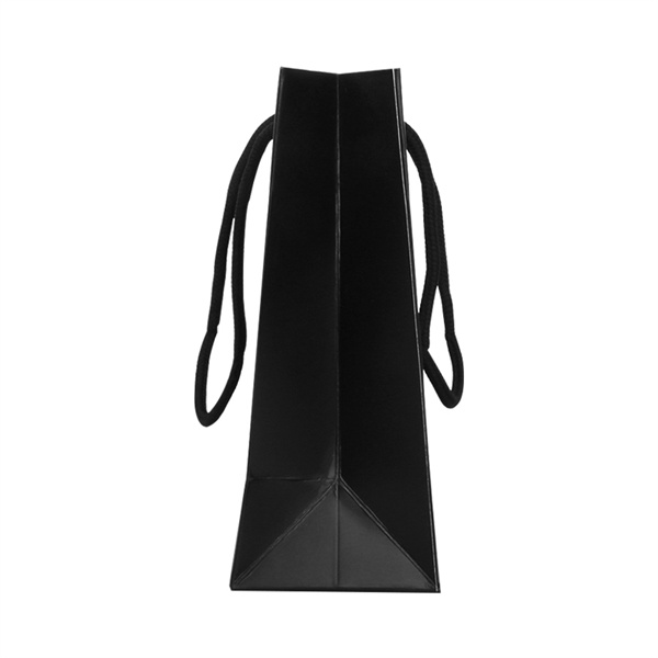 Black laminated paper bags with custom logo in bulk