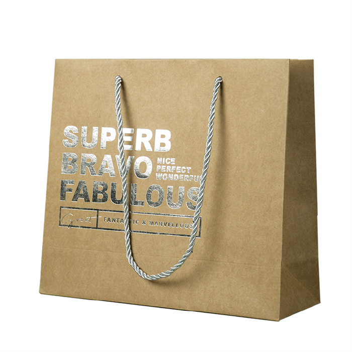 Brown Shopping Bag with silver logo