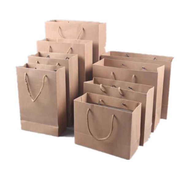 brown kraft paper bag with nyloon handle